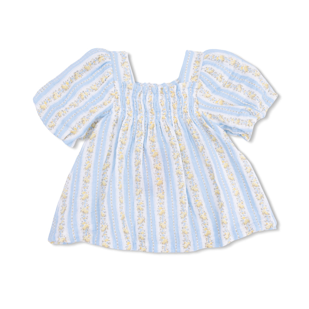 Odalys Floral Stripe - Puff Sleeve Dress with Bloomer