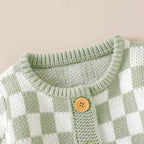 Checkerboard Knitted Baby Romper