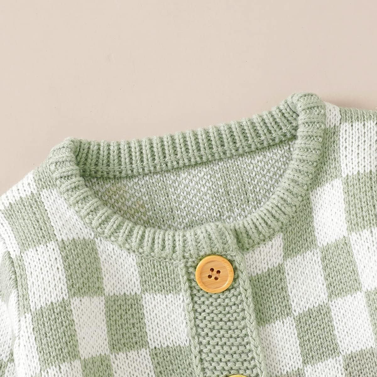 Checkerboard Knitted Baby Romper