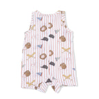 Vintage Baseball Stripe - Sleeveless Shortie Romper