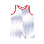 Baseball Stripe - Sleeveless Shortie Romper