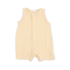 Solid Muslin Italian Straw - Sleeveless Shortie Romper