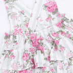 Cabbage Rose Stripe - Ruffle Sunsuit
