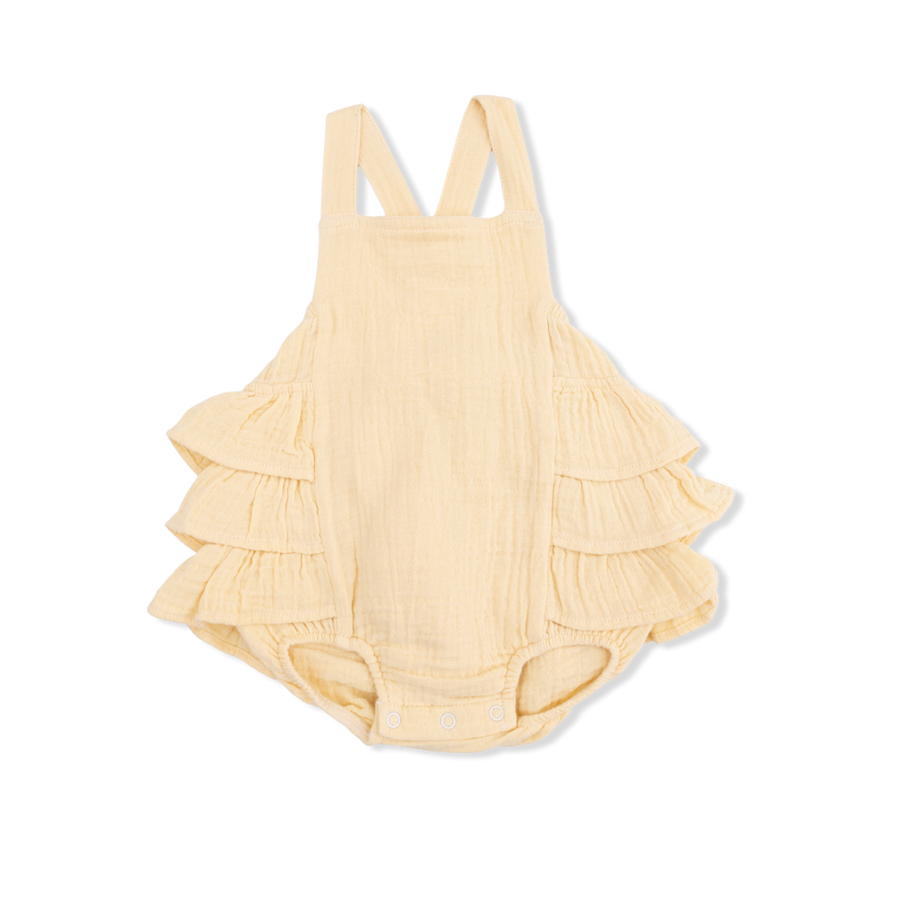 Solid Muslin Italian Straw - Ruffle Sunsuit