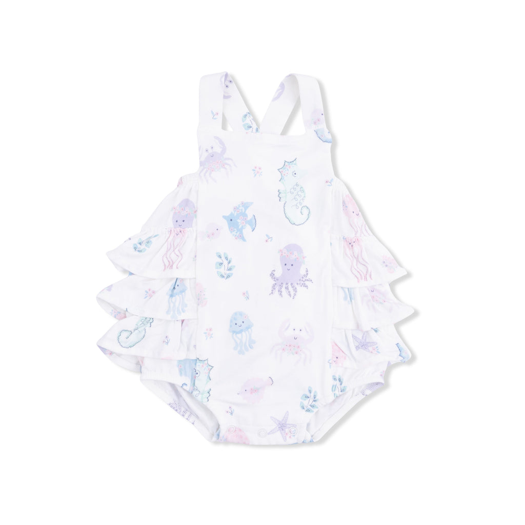 Floral Sea Creatures - Ruffle Sunsuit