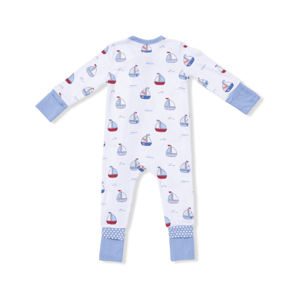 Bubbly Sailboats Blue - Convertible Romper
