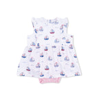 Bubbly Sailboats Pink - Ruffle Bodysuit Dress