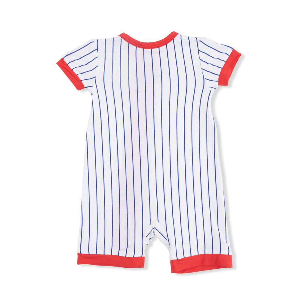 Baseball Stripe - Shortie 2 Way Zipper Romper