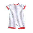Baseball Stripe - Shortie 2 Way Zipper Romper