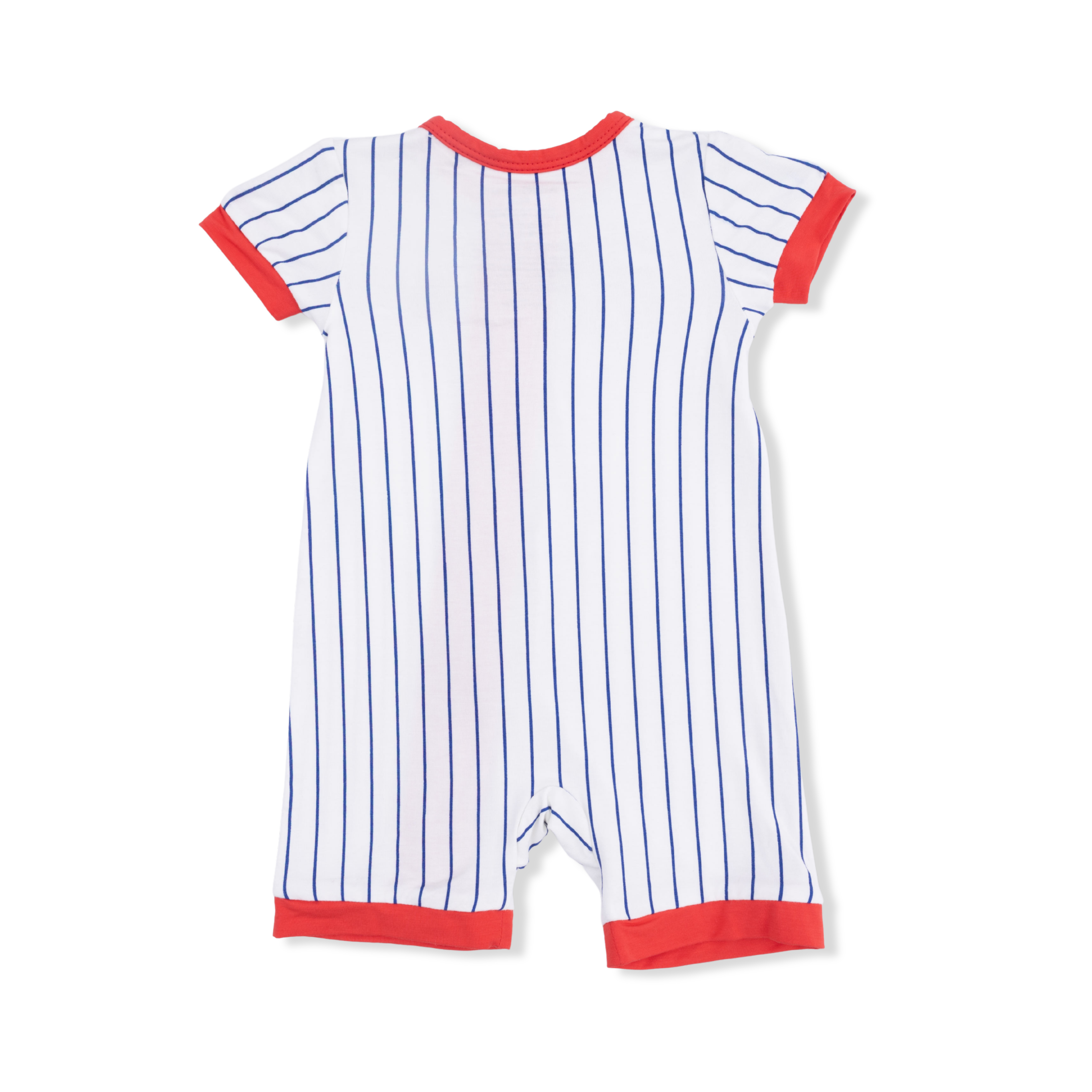 Baseball Stripe - Shortie 2 Way Zipper Romper