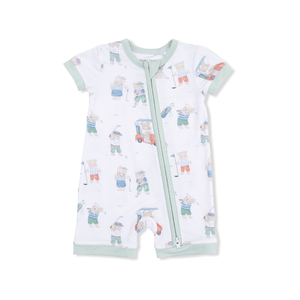 Golfing Teddy Bears - Shortie 2 Way Zipper Romper
