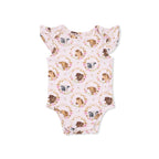 Farm Animals Floral Cameos Pink - Ruffle Sleeve Bodysuit