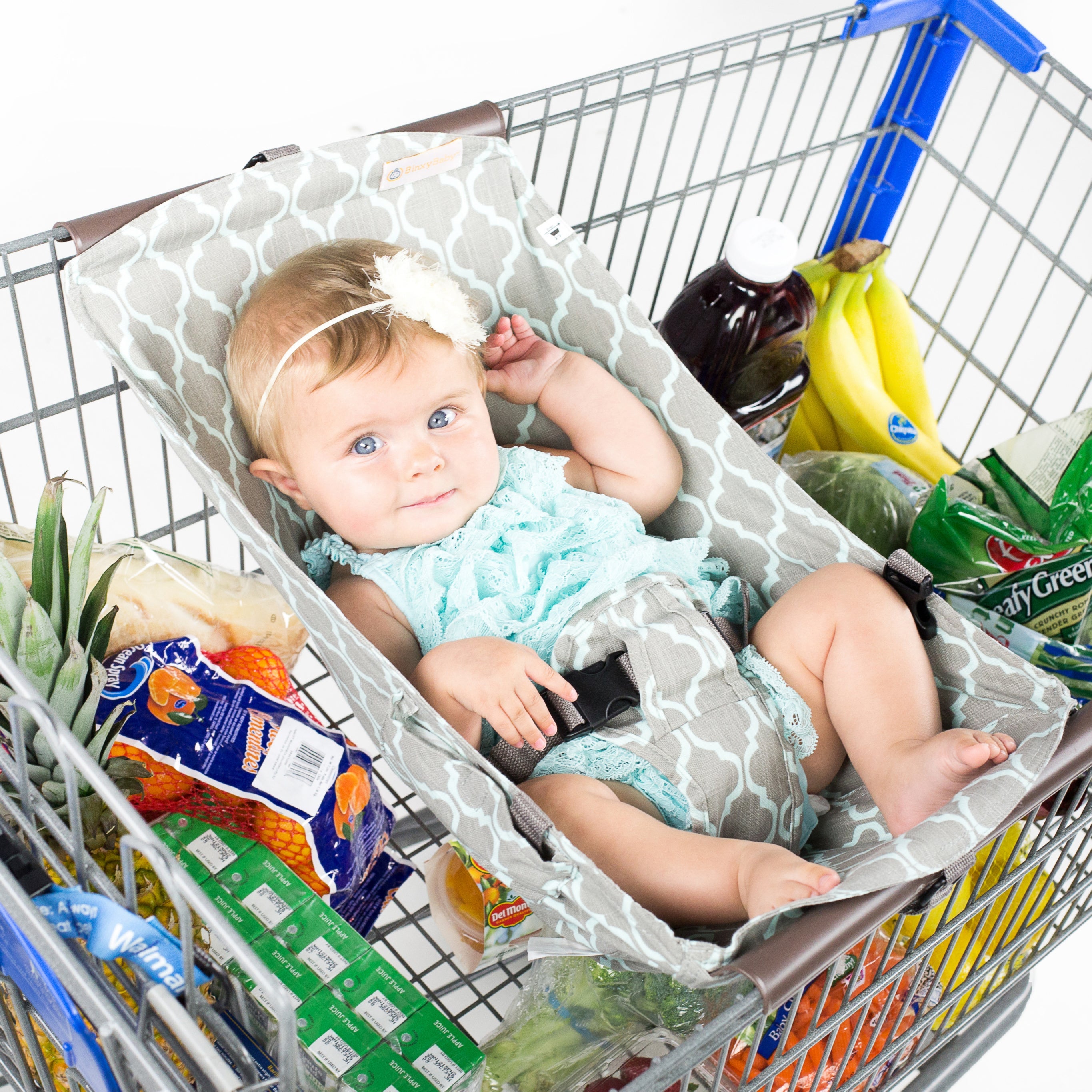 Baby Shopping Cart Hammock | Gray/Aqua