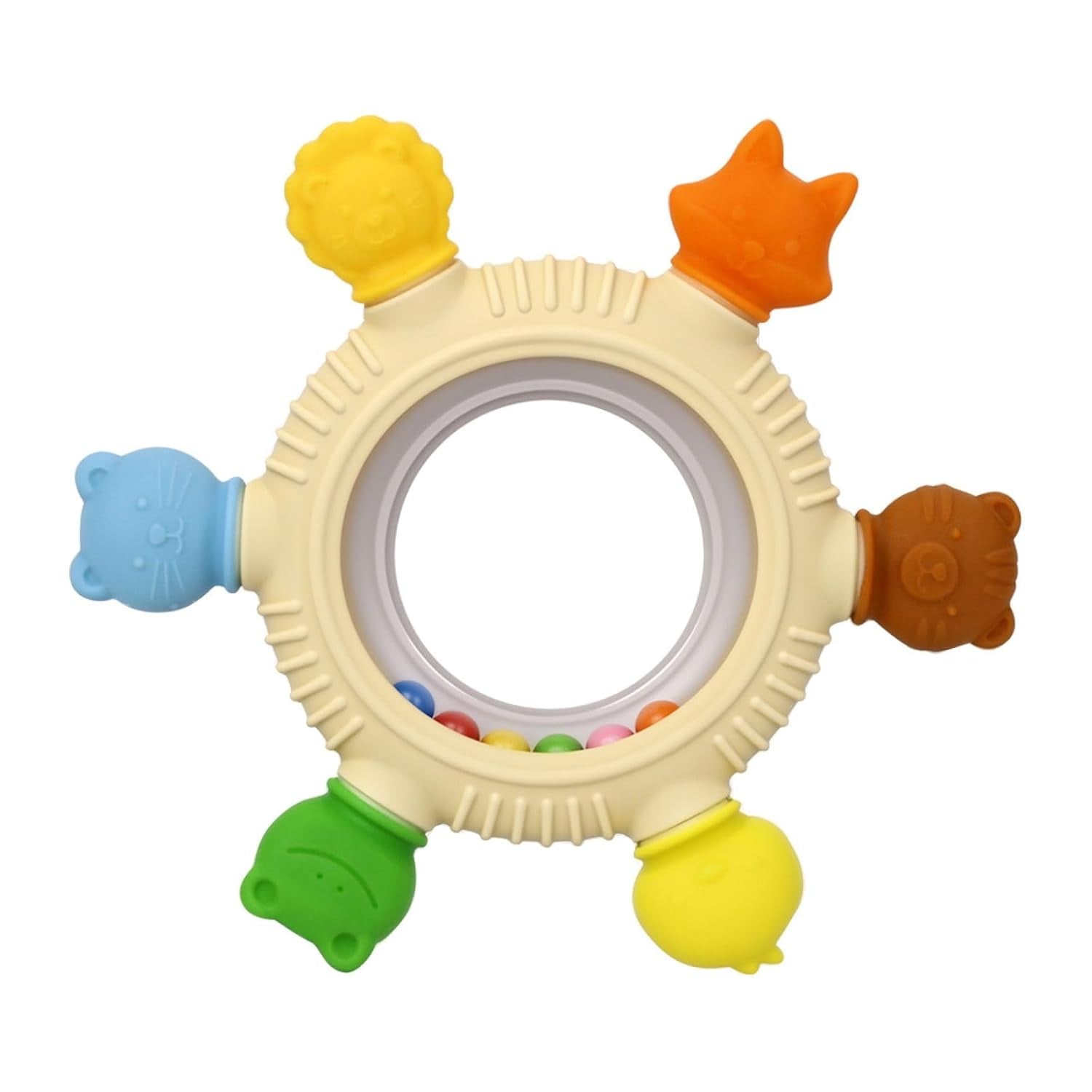 Silicone Baby Teether with Wooden Ring