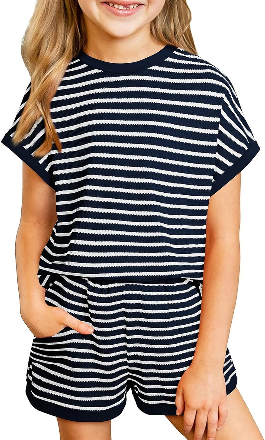 Girls Summer Striped Outfit Set