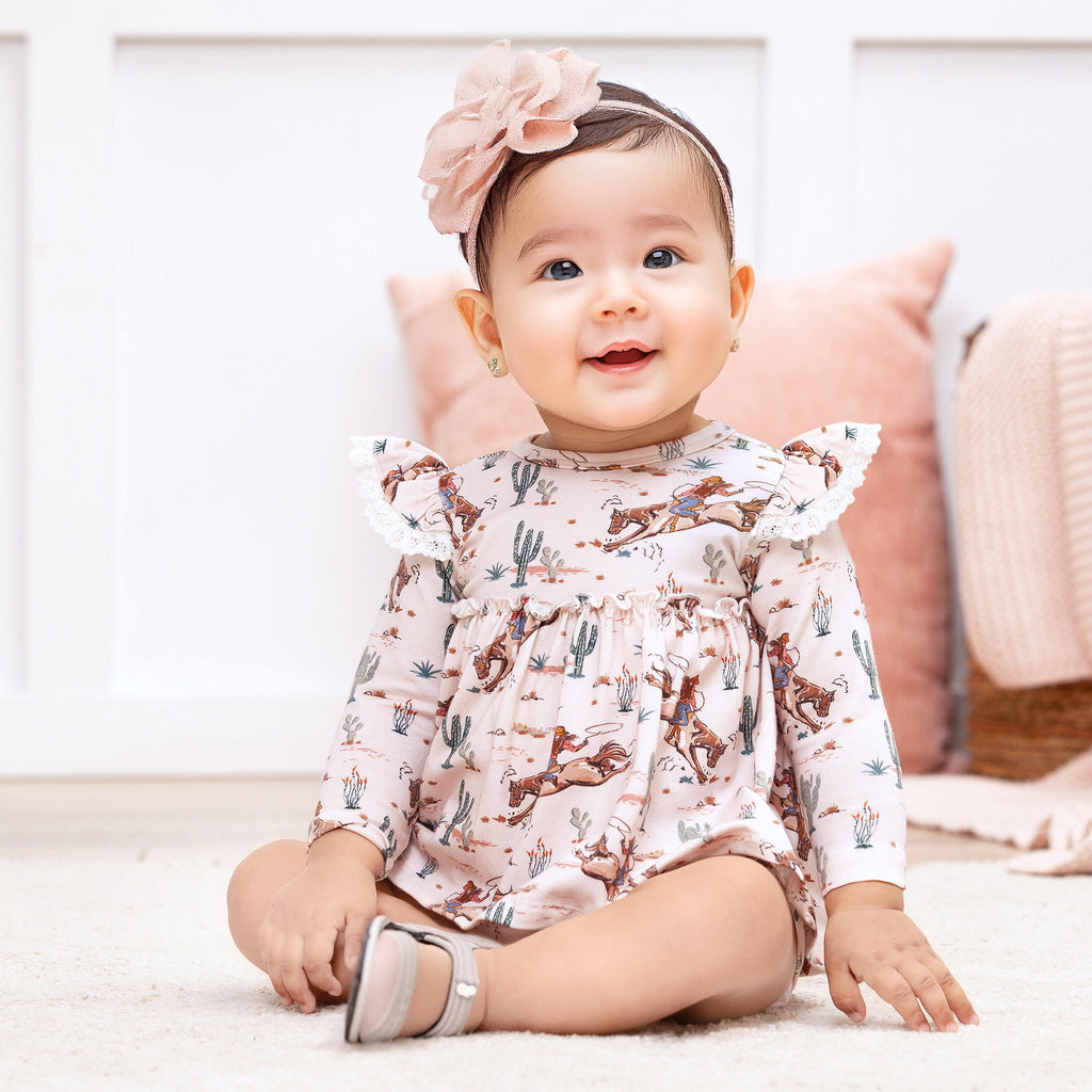 Prairie Princess Baby Girl Western Bamboo Skirted Bodysuit