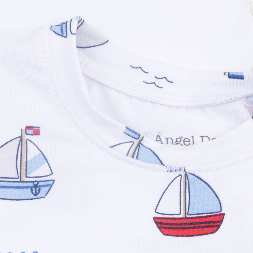 Bubbly Sailboats Blue - Short Sleeve Loungewear Set