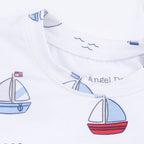 Bubbly Sailboats Blue - Short Sleeve Loungewear Set