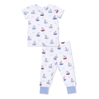 Bubbly Sailboats Blue - Short Sleeve Loungewear Set