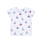 Bubbly Sailboats Blue - Short Sleeve Loungewear Set
