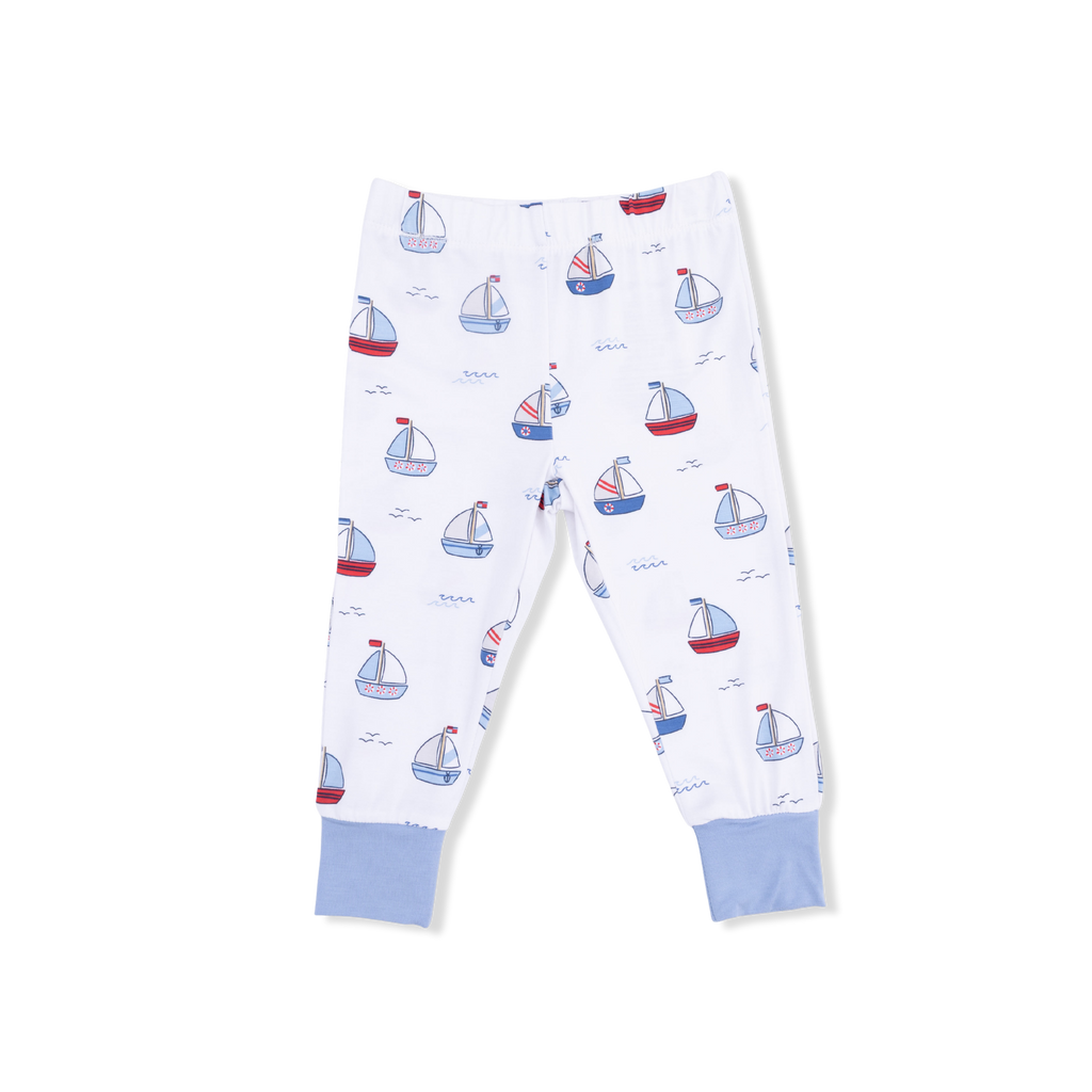 Bubbly Sailboats Blue - Short Sleeve Loungewear Set