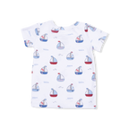 Bubbly Sailboats Blue - Short Sleeve Loungewear Set