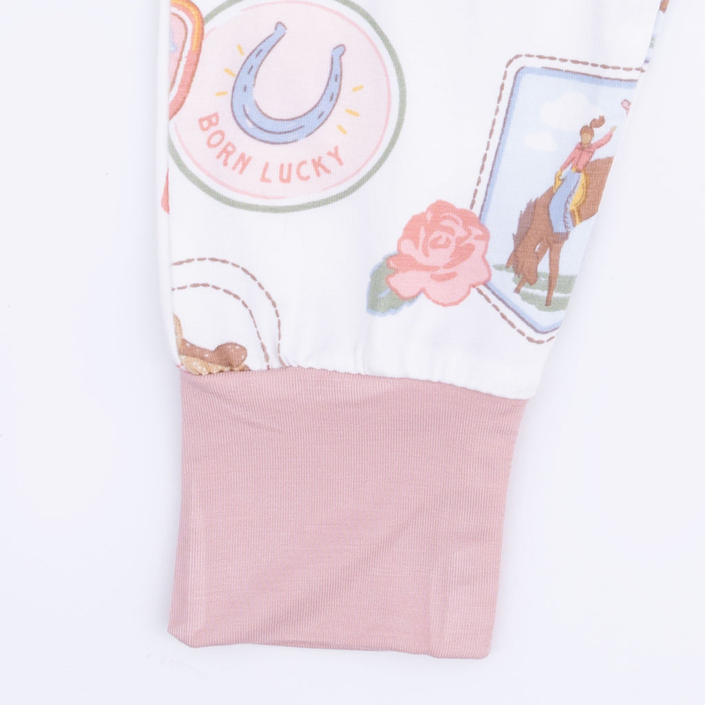 Rodeo Patches Pink - Short Sleeve Loungewear Set