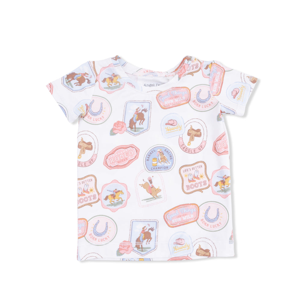 Rodeo Patches Pink - Short Sleeve Loungewear Set