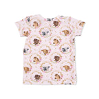 Farm Animals Floral Cameos Pink - Short Sleeve Loungewear Set