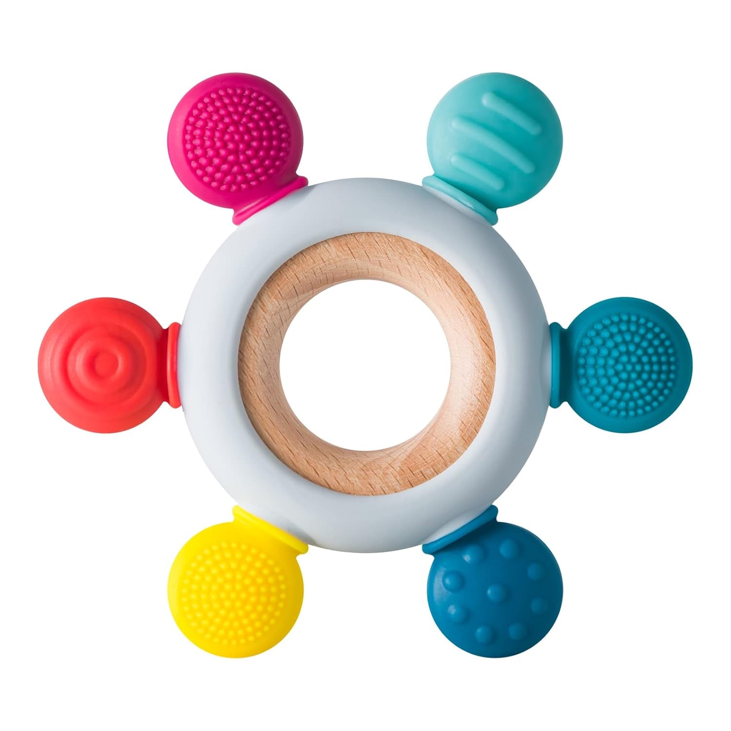 Silicone Baby Teether with Wooden Ring