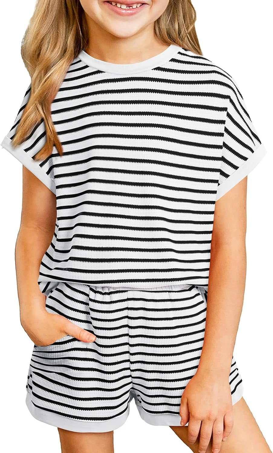 Girls Summer Striped Outfit Set