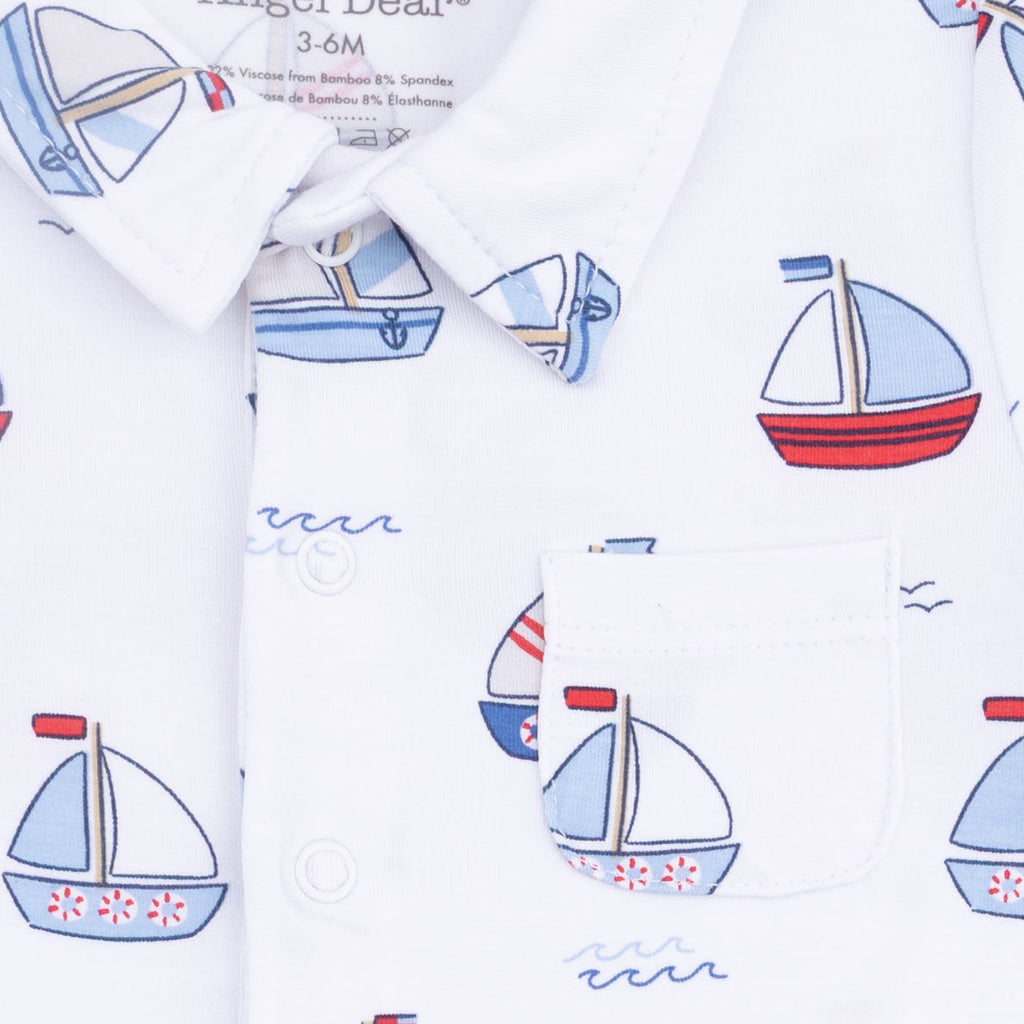 Bubbly Sailboats Blue - Polo Shortie