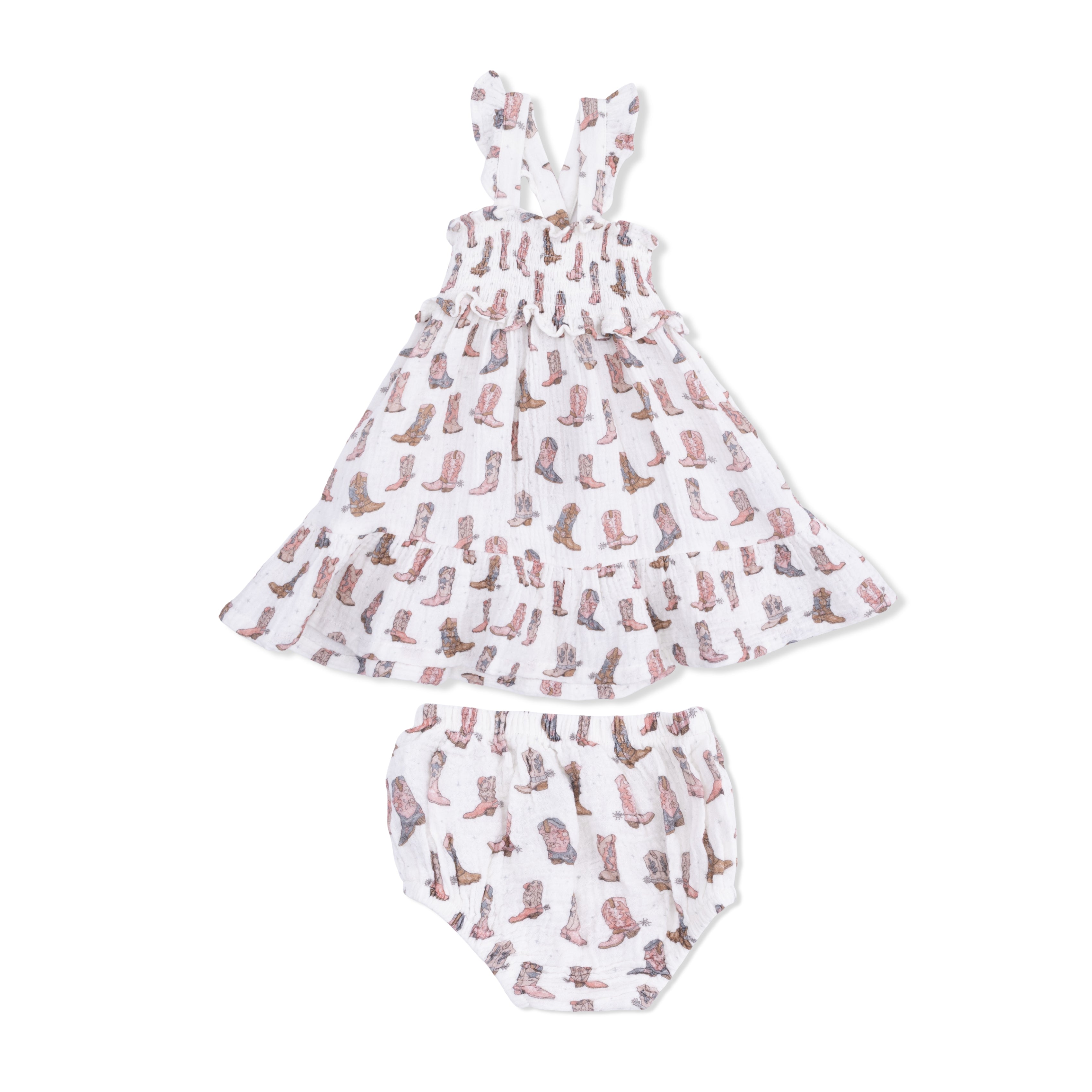 Cowgirl Boots - Smocked Ruffle Sundress & Bloomer