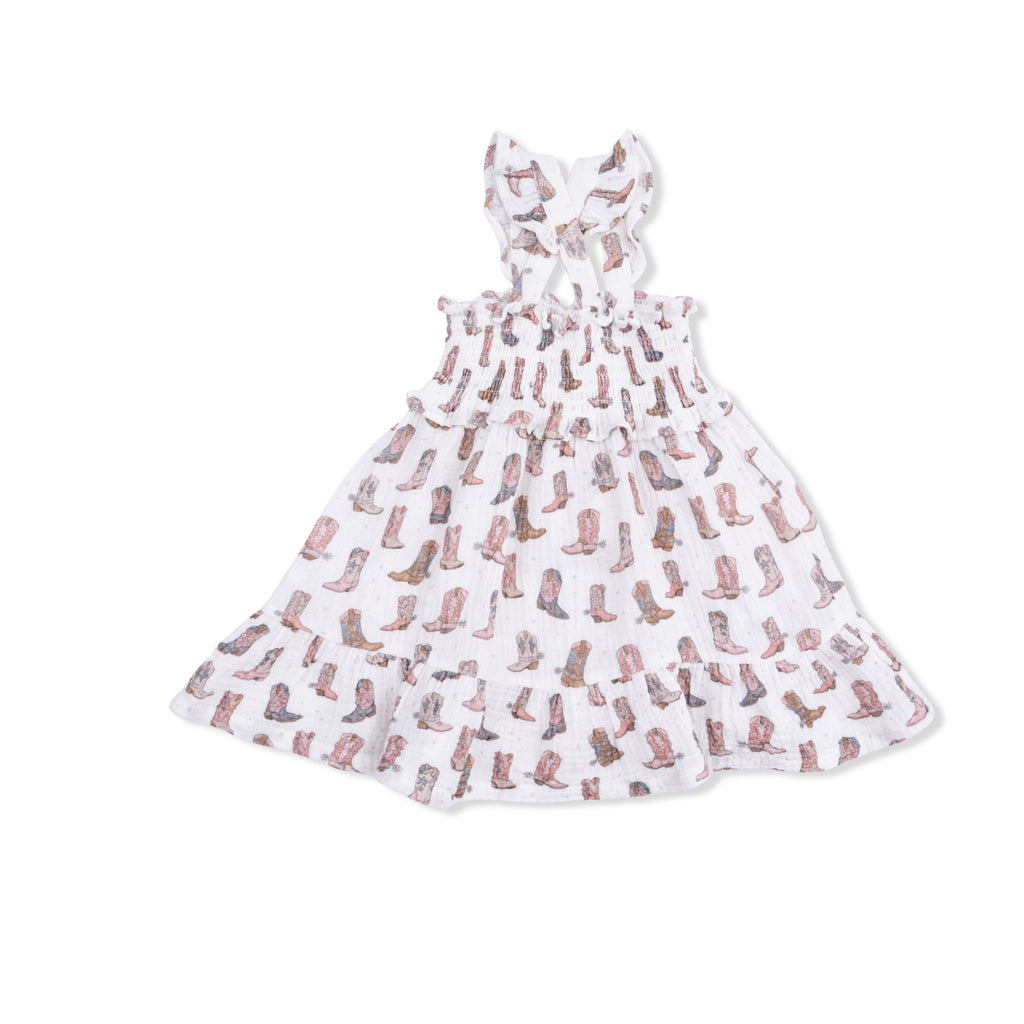 Cowgirl Boots - Smocked Ruffle Sundress & Bloomer