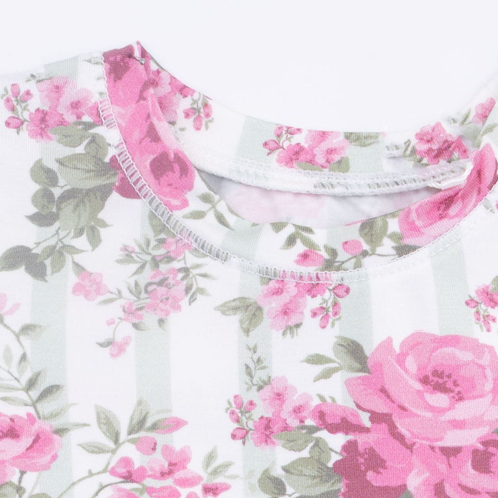 Cabbage Rose Stripe - Loungewear Short Set
