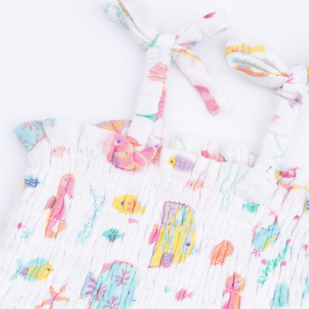 Sunny Coral Reef Fish - Smocked Bubble with Skirt