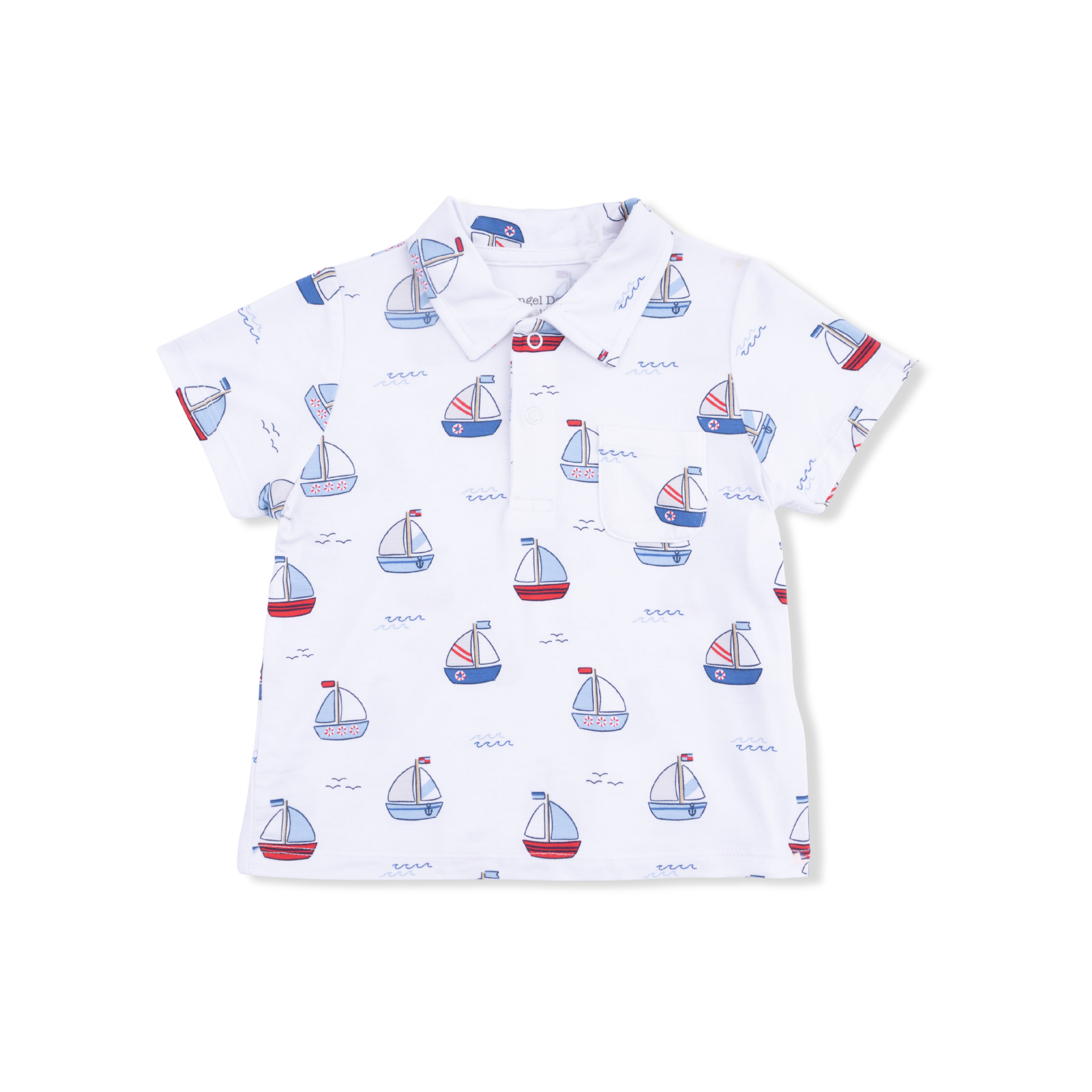 Bubbly Sailboats Blue - Polo with Casual Short