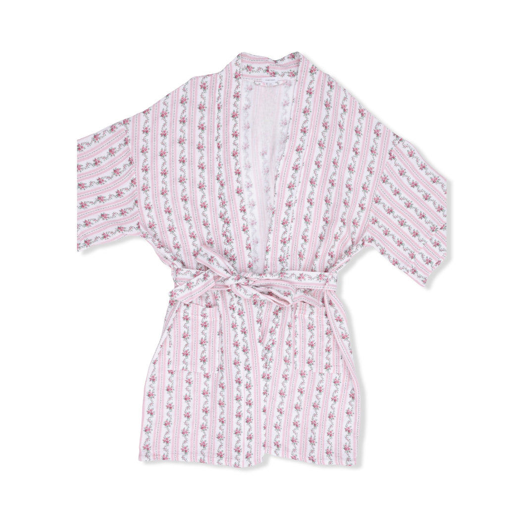 Winding Roses Stripe - Adult Kimono Mid Thigh Robe