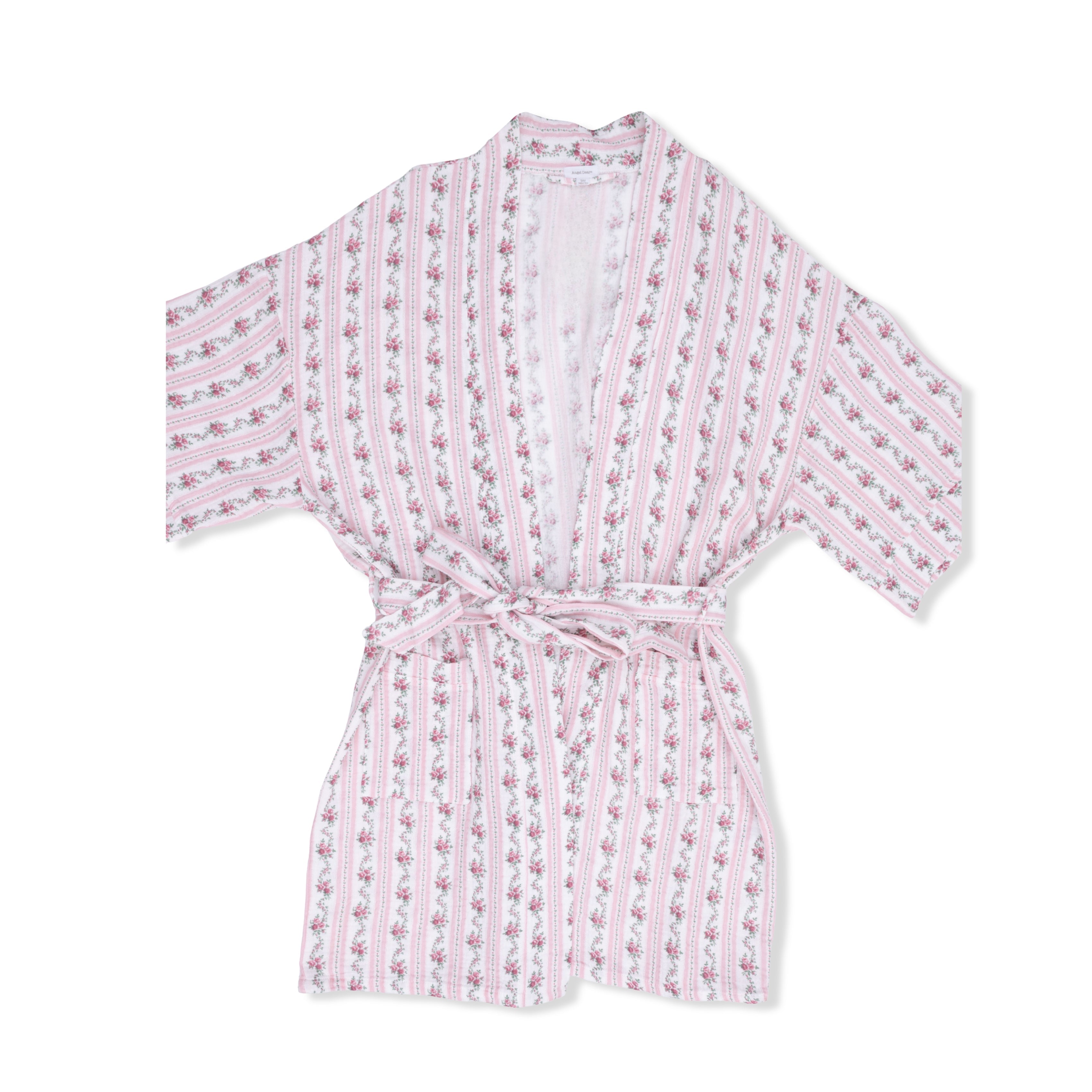Winding Roses Stripe - Adult Kimono Mid Thigh Robe