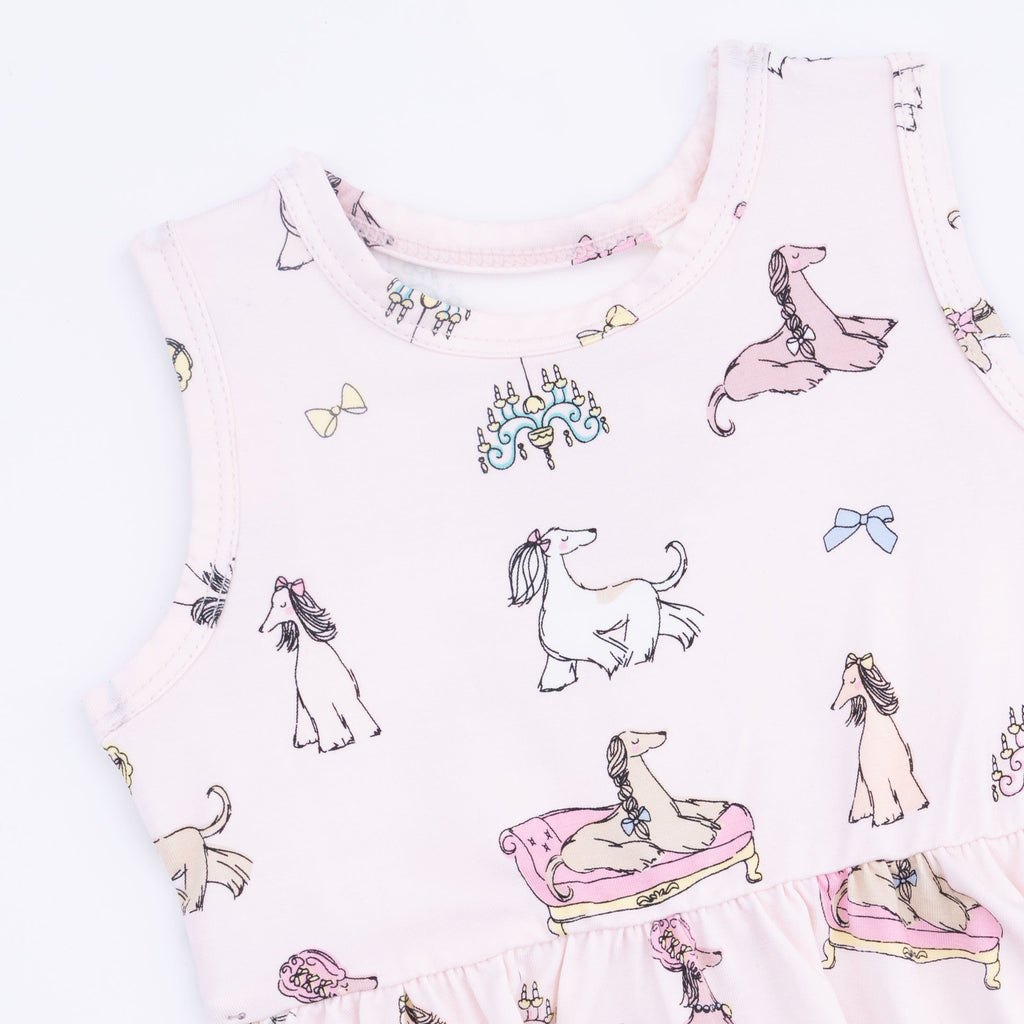 Fancy Hounds with Bows - Peplum Tank Top and Bike Short