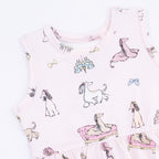 Fancy Hounds with Bows - Peplum Tank Top and Bike Short