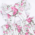 Cabbage Rose Stripe - Smocked Top with Bloomer
