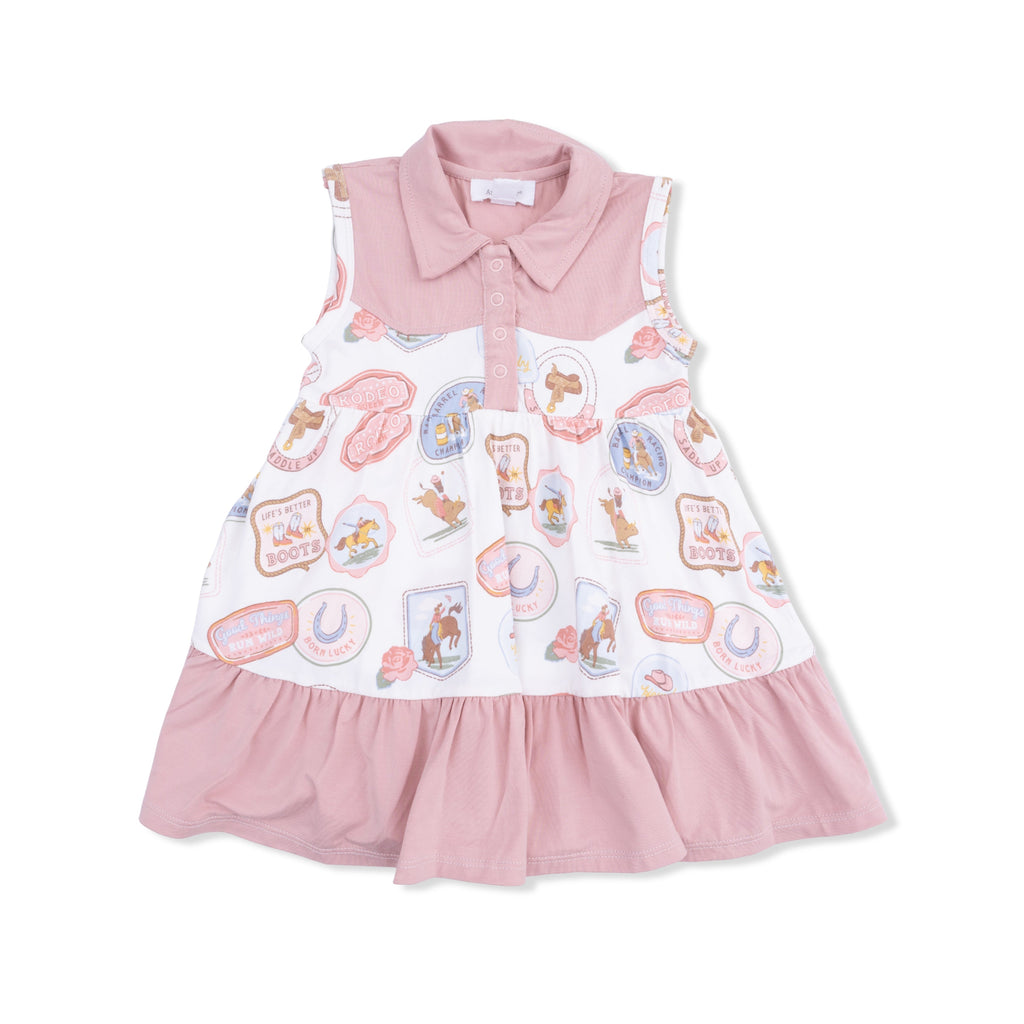 Rodeo Patches Pink - Cowboy Bodysuit Dress