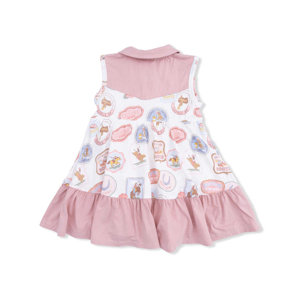 Rodeo Patches Pink - Cowboy Bodysuit Dress