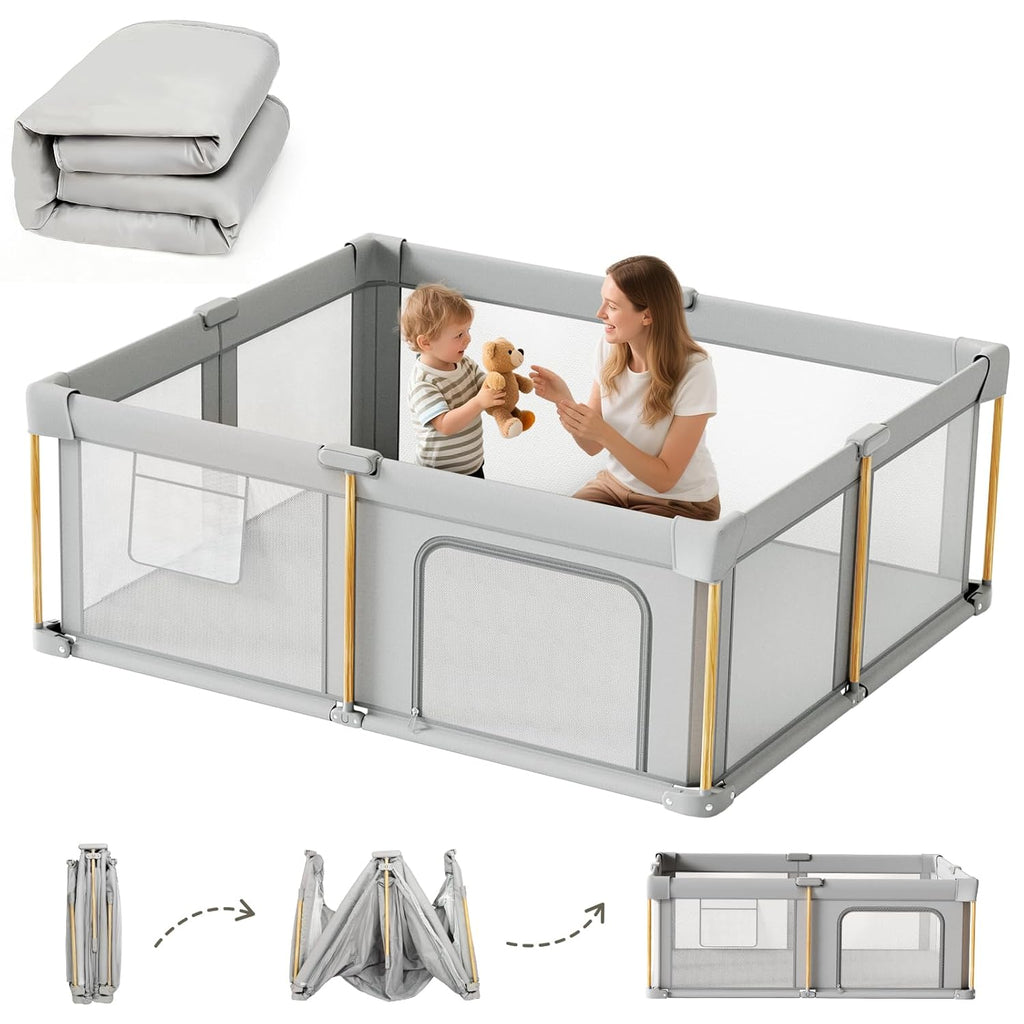 Foldable Baby Playpen with Mat