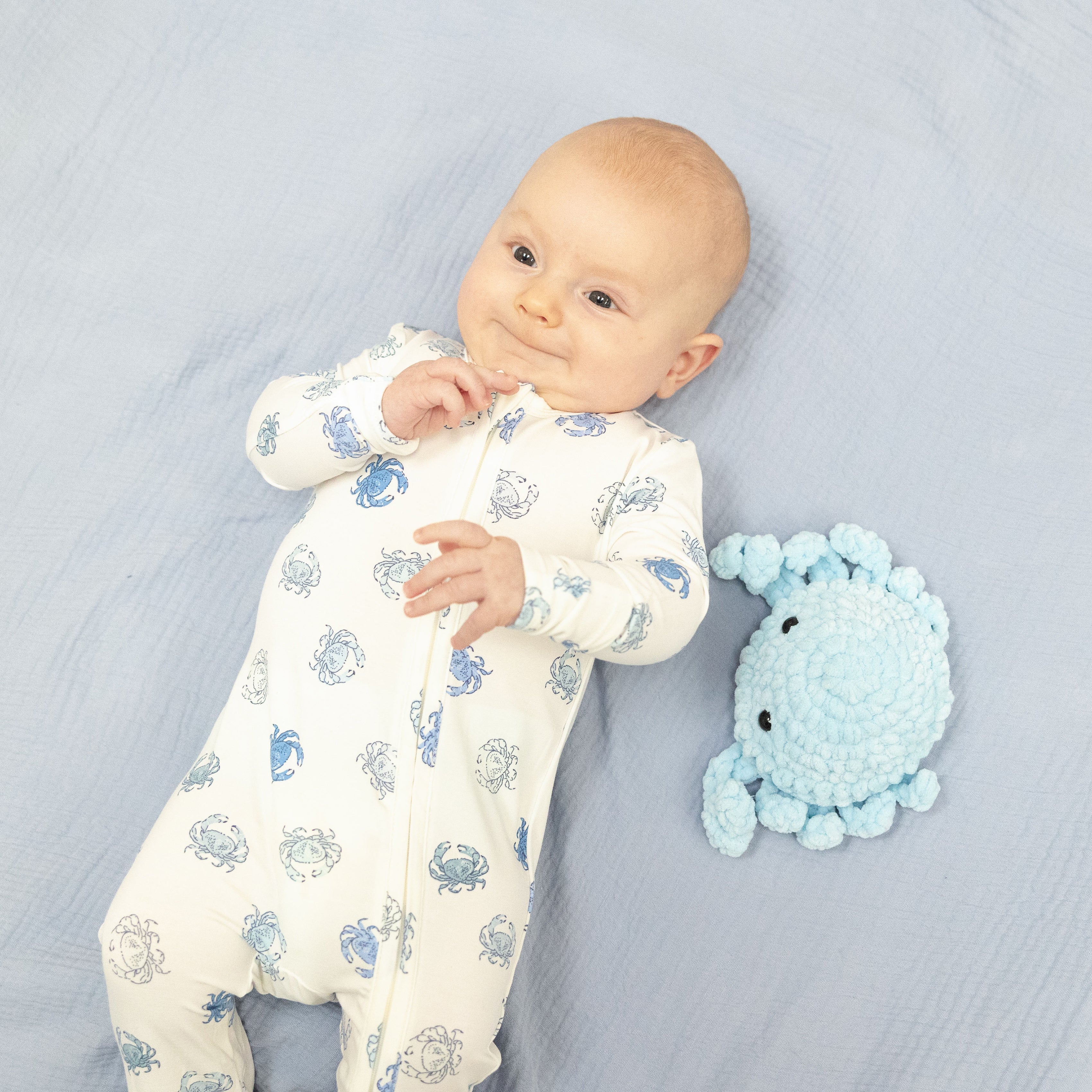 Blue Crabs - 2 Way Zipper Footie