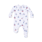 Bubbly Sailboats Blue - 2 Way Zipper Footie
