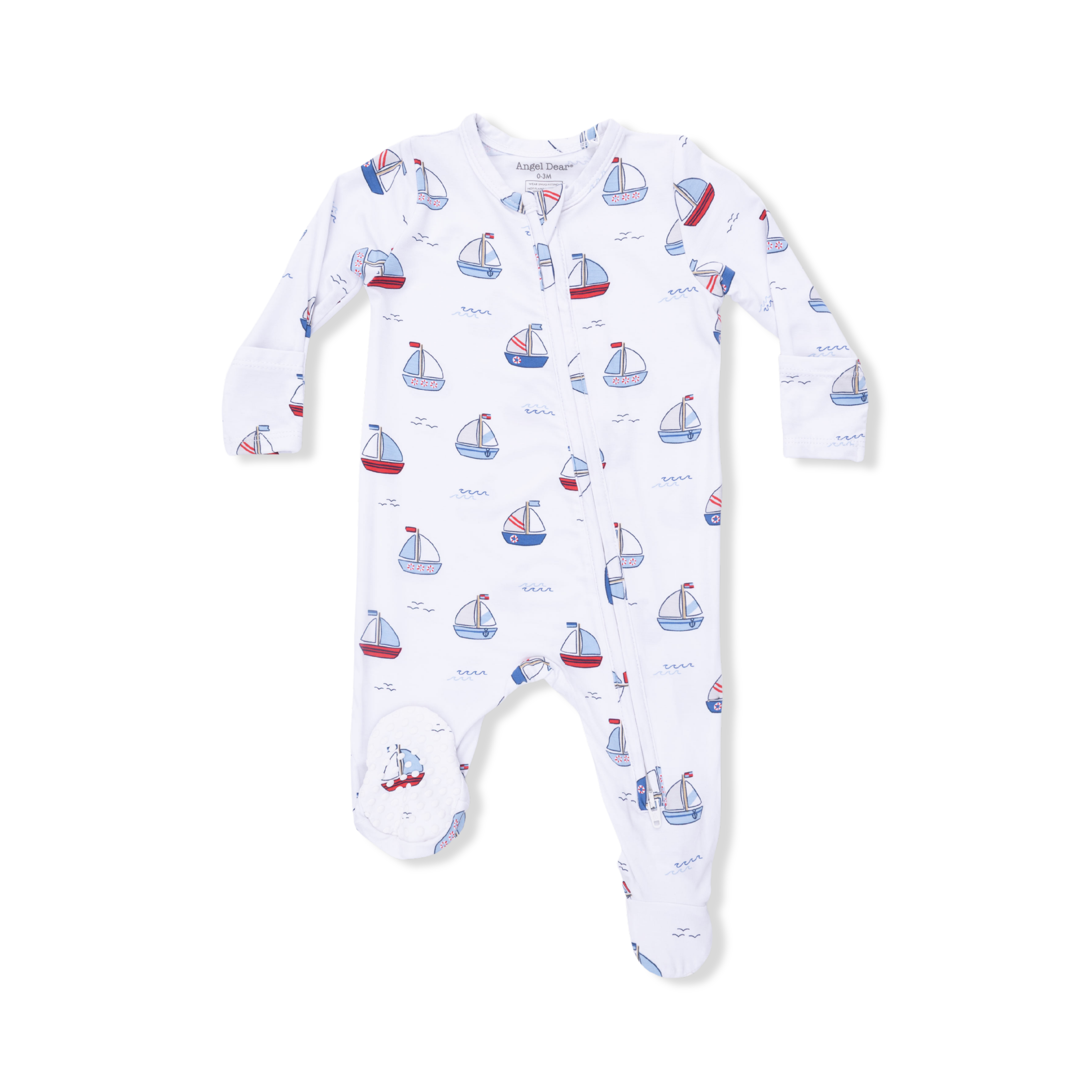 Bubbly Sailboats Blue - 2 Way Zipper Footie