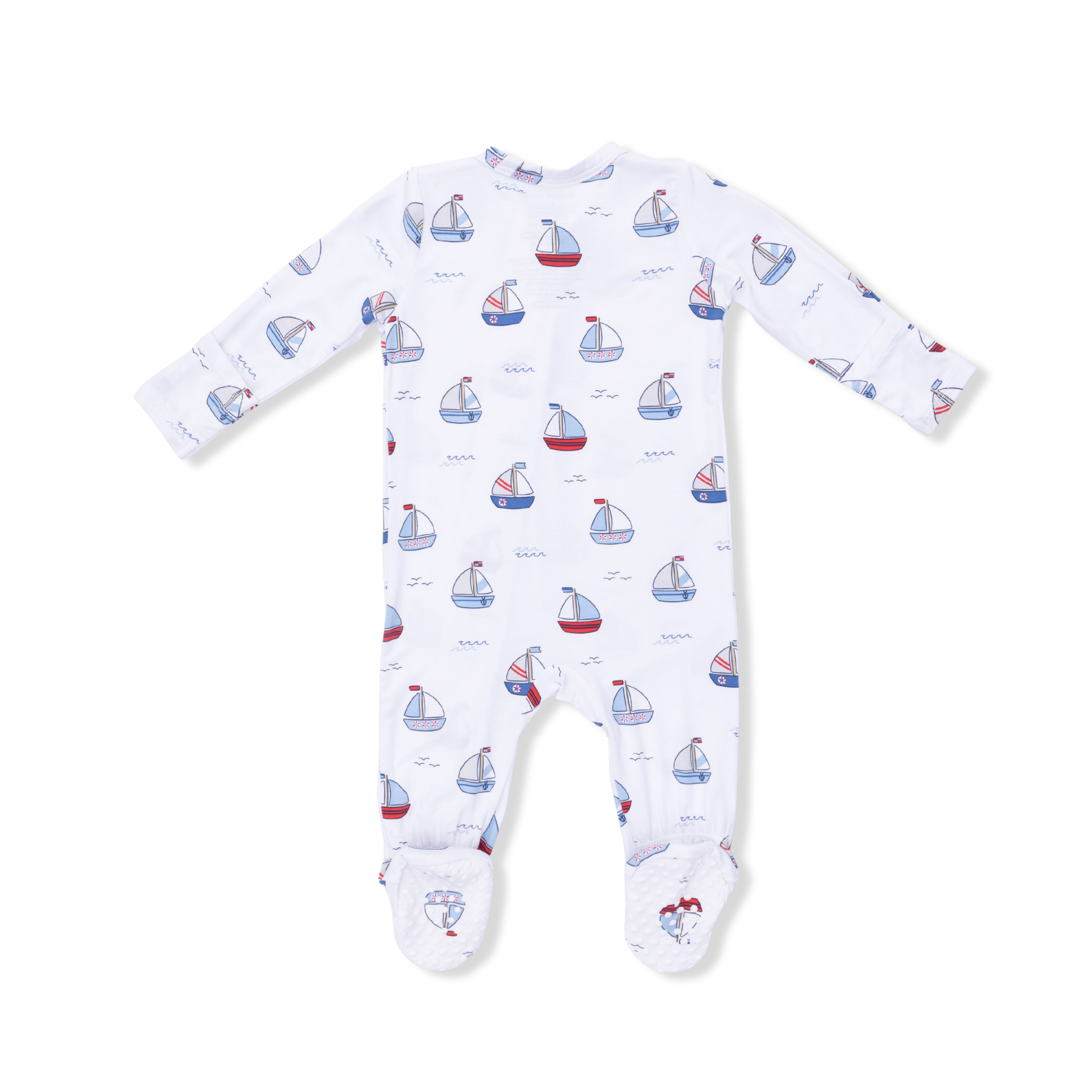 Bubbly Sailboats Blue - 2 Way Zipper Footie