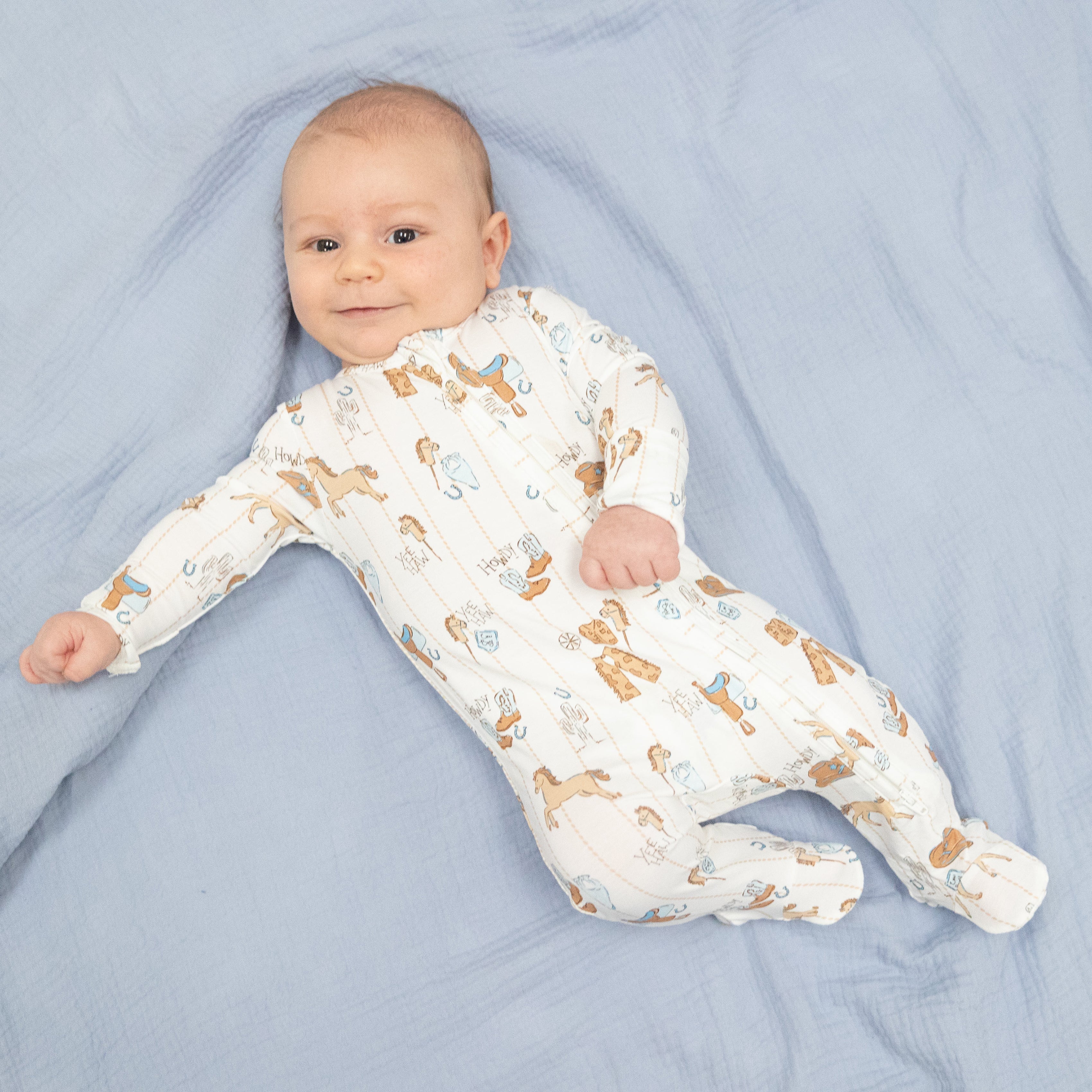 Cowboy Nursery - 2 Way Zipper Footie